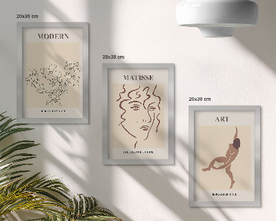 Sada obrazov do obývačky Štýlová grafika s kvetmi, tvárami a ľudskými postavami