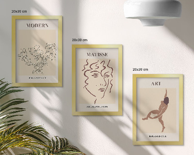 Sada obrazov do obývačky Štýlová grafika s kvetmi, tvárami a ľudskými postavami