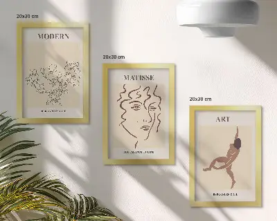 Sada obrazov do obývačky štýlová grafika s motívmi kvetov, tvárí a ľudských postáv