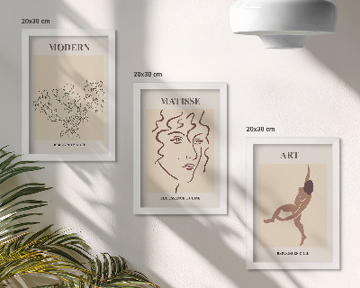 Sada obrazov do obývačky Štýlová grafika s kvetmi, tvárami a ľudskými postavami