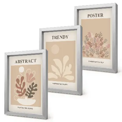 Triptych v ráme rastlinné motívy v odtieňoch béžovej a hnedej