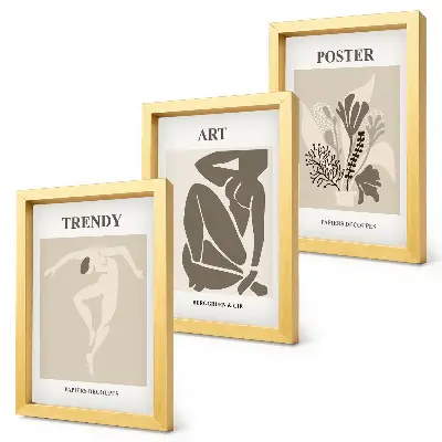 Ľudské postavy s rastlinami od Henriho Matissea triptych v ráme