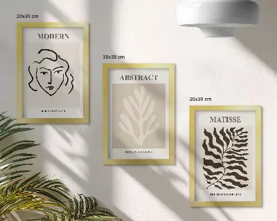 Sada obrazov do obývačky s ilustráciami tváre a listov v štýle Henriho Matissea