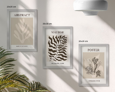 Triptych v ráme Rastlinné vzory v odtieňoch béžovej a hnedej