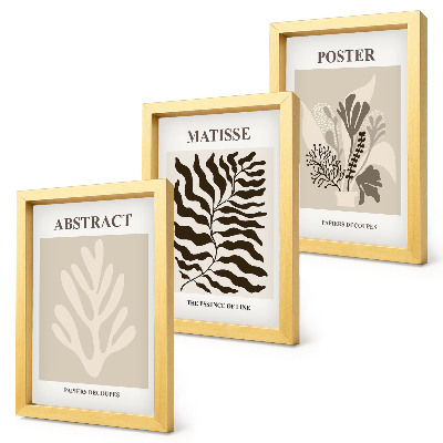 Triptych v ráme Rastlinné vzory v odtieňoch béžovej a hnedej