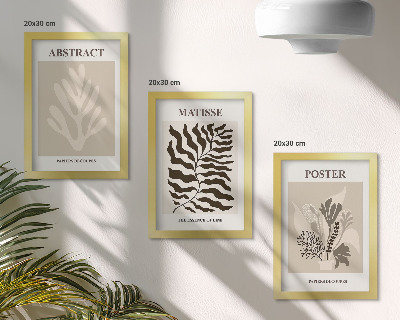 Triptych v ráme Rastlinné vzory v odtieňoch béžovej a hnedej
