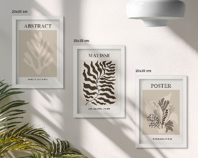 Triptych v ráme Rastlinné vzory v odtieňoch béžovej a hnedej