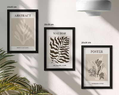 Triptych v ráme Rastlinné vzory v odtieňoch béžovej a hnedej