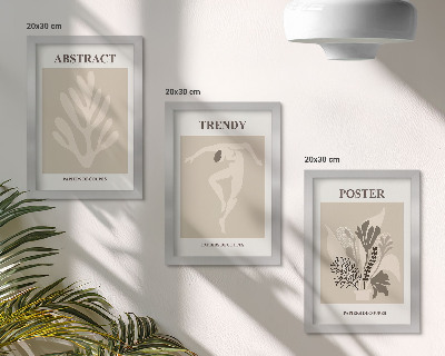 Triptych v ráme Rastlinné vzory v odtieňoch béžovej a hnedej