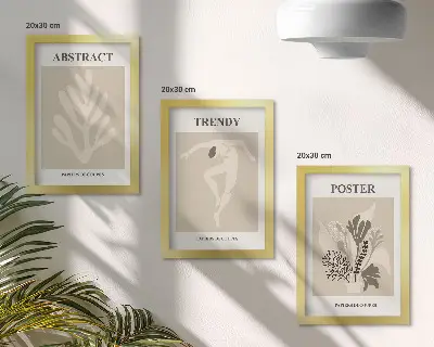 Rastlinné vzory v odtieňoch béžovej a hnedej triptych v ráme