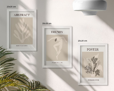 Triptych v ráme Rastlinné vzory v odtieňoch béžovej a hnedej
