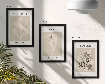 Triptych v ráme Rastlinné vzory v odtieňoch béžovej a hnedej