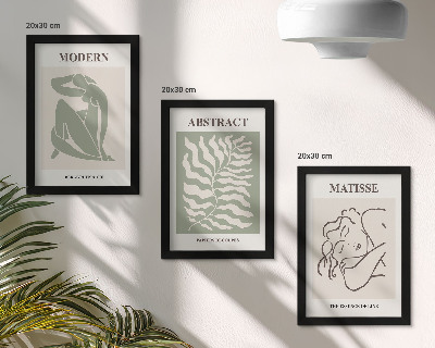 Triptych v ráme Štýlové obrazy v odtieňoch zelenej s postavami a listami