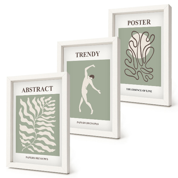Triptych v ráme Rastlinné vzory v odtieňoch zelenej od Henriho Matissea