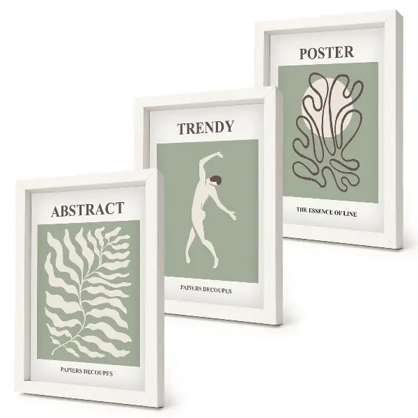 Rastlinné vzory v odtieňoch zelenej od Henriho Matissea triptych v ráme