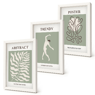 Triptych v ráme Rastlinné vzory v odtieňoch zelenej od Henriho Matissea
