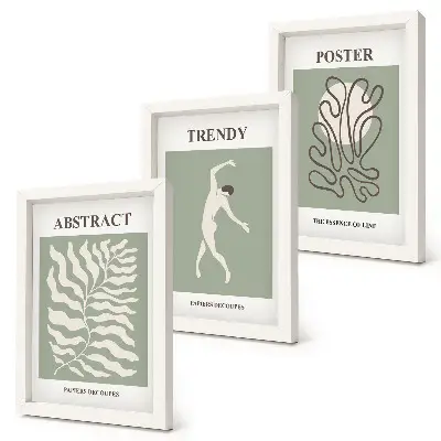 Rastlinné vzory v odtieňoch zelenej od Henriho Matissea triptych v ráme
