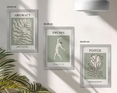 Rastlinné vzory v odtieňoch zelenej od Henriho Matissea triptych v ráme
