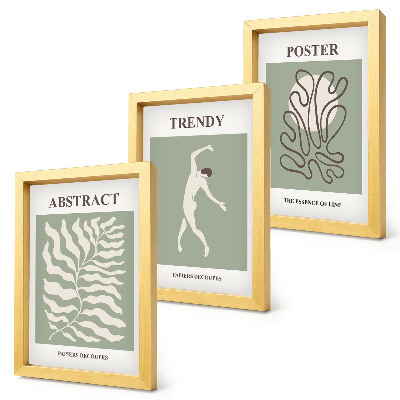 Triptych v ráme Rastlinné vzory v odtieňoch zelenej od Henriho Matissea