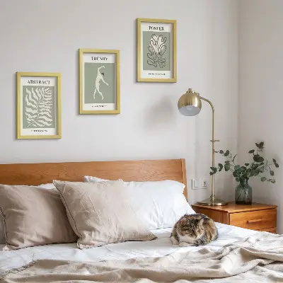 Rastlinné vzory v odtieňoch zelenej od Henriho Matissea triptych v ráme