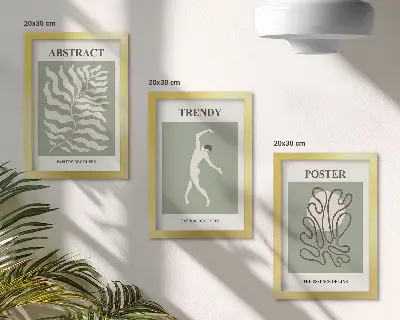 Rastlinné vzory v odtieňoch zelenej od Henriho Matissea triptych v ráme