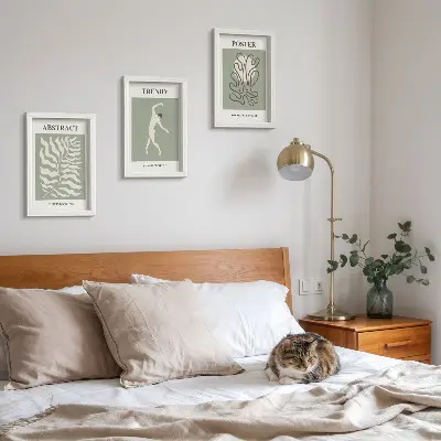 Rastlinné vzory v odtieňoch zelenej od Henriho Matissea triptych v ráme