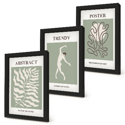 Triptych v ráme Rastlinné vzory v odtieňoch zelenej od Henriho Matissea
