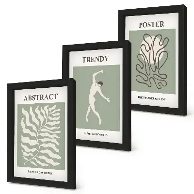Rastlinné vzory v odtieňoch zelenej od Henriho Matissea triptych v ráme
