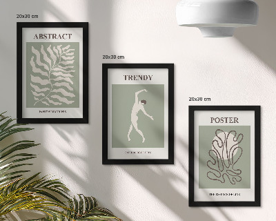 Triptych v ráme Rastlinné vzory v odtieňoch zelenej od Henriho Matissea