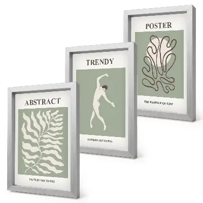 Rastlinné vzory v odtieňoch zelenej od Henriho Matissea triptych v ráme