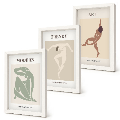 Triptych v ráme Štýlové postavy v minimalistických odtieňoch