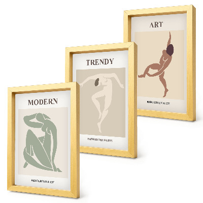Triptych v ráme Štýlové postavy v minimalistických odtieňoch