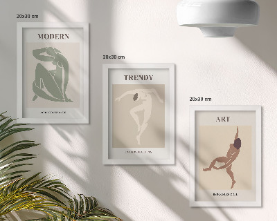 Triptych v ráme Štýlové postavy v minimalistických odtieňoch