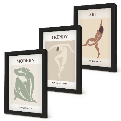 Triptych v ráme Štýlové postavy v minimalistických odtieňoch