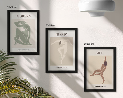 Triptych v ráme Štýlové postavy v minimalistických odtieňoch