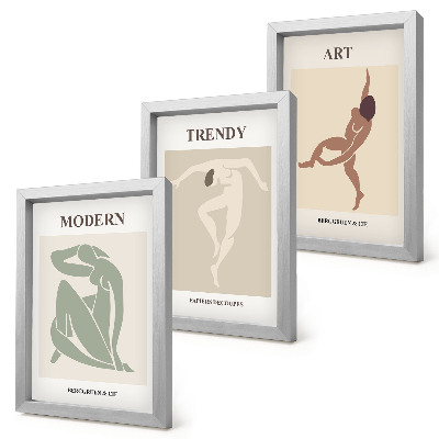 Triptych v ráme Štýlové postavy v minimalistických odtieňoch