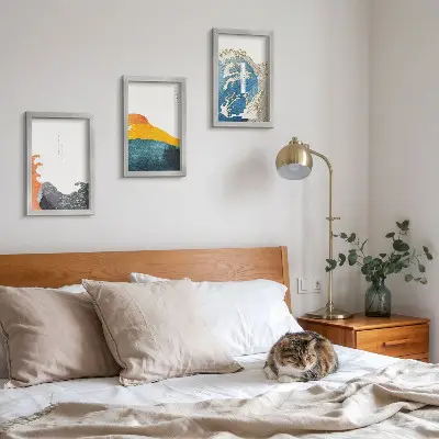 Vlny v japonskom grafickom štýle triptych v ráme
