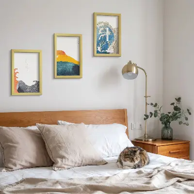 Vlny v japonskom grafickom štýle triptych v ráme