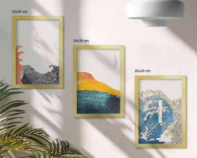 Triptych v ráme Vlny v japonskom grafickom štýle