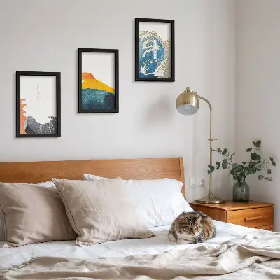 Vlny v japonskom grafickom štýle triptych v ráme