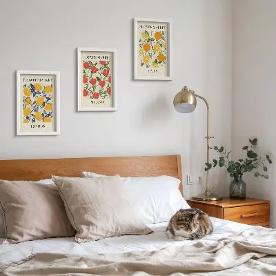 Kvetinové plagáty Londýn, Miláno a Paríž triptych v ráme