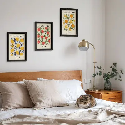 Kvetinové plagáty Londýn, Miláno a Paríž triptych v ráme