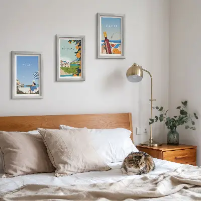 Triptych v ráme Výhľady na dovolenku z Amalfi, Positana a Capri triptych v ráme s dovolenkovými výhľadmi z Amalfi, Positana a Capri