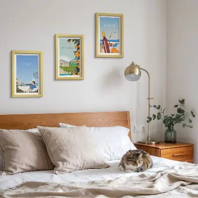Triptych v ráme Výhľady na dovolenku z Amalfi, Positana a Capri triptych v ráme s dovolenkovými výhľadmi z Amalfi, Positana a Capri