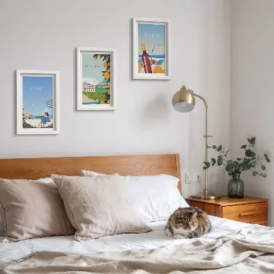 Triptych v ráme Výhľady na dovolenku z Amalfi, Positana a Capri triptych v ráme s dovolenkovými výhľadmi z Amalfi, Positana a Capri