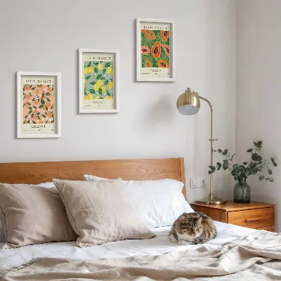 Citrusové a tropické ovocie v retro štýle triptych v ráme
