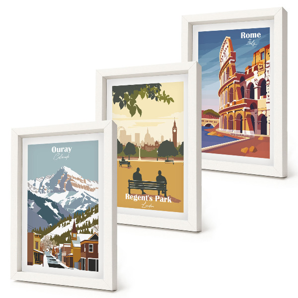 Triptych v ráme Hory v Ouray Parku v Londýne Koloseum v Ríme