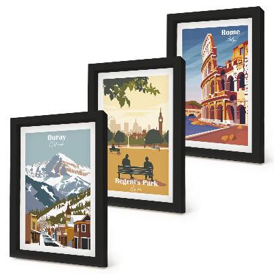 Triptych v ráme Hory v Ouray Parku v Londýne Koloseum v Ríme