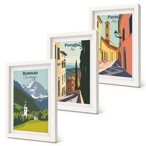 Triptych v ráme Horské krajiny a ulice talianskych miest