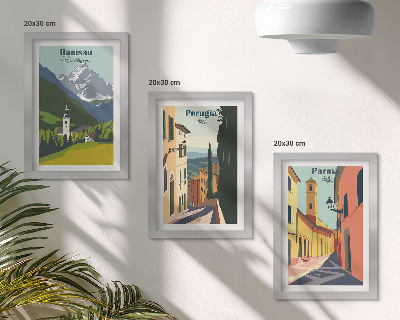 Triptych v ráme Horské krajiny a ulice talianskych miest